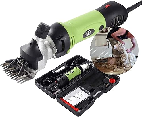 CGOLDENWALL Cizalla de ovejas eléctrica portátil profesional con 6 velocidades ajustables para caballos, ganado, cabras, poni verde, 110 V (9