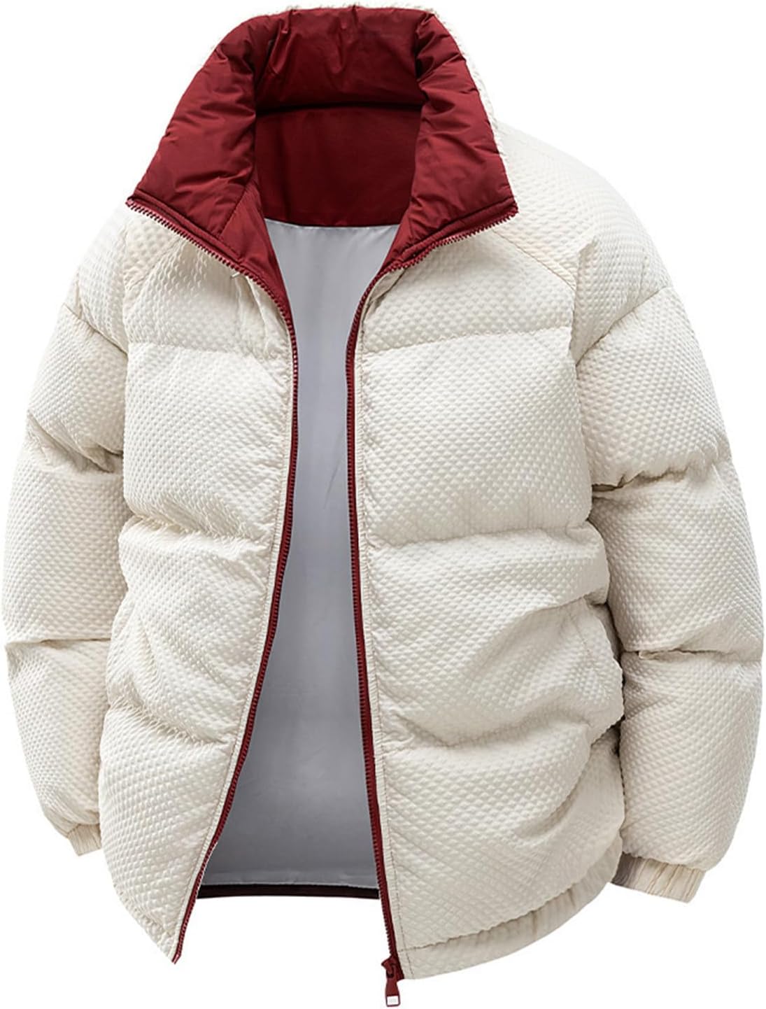 Puffer Jacket For Men Winter Warm Thickened Stand Collar Zip Up Jackets Outdoor Ski Hiking Bubble Coat, M-3XL