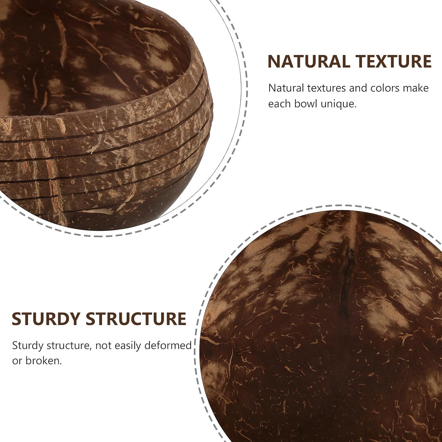 ABOOFAN Coconut Shell Salad Bowl Large Capacity Hawaiian Style Rustic