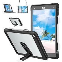 Waterproof Case Compatible with iPad 10.2 Inch 9th/8th/7th Generation2021/2020/2019, Built-in Screen Protector with Stand Pen Slot Shoulder Strap Shockproof Protective Case Black
