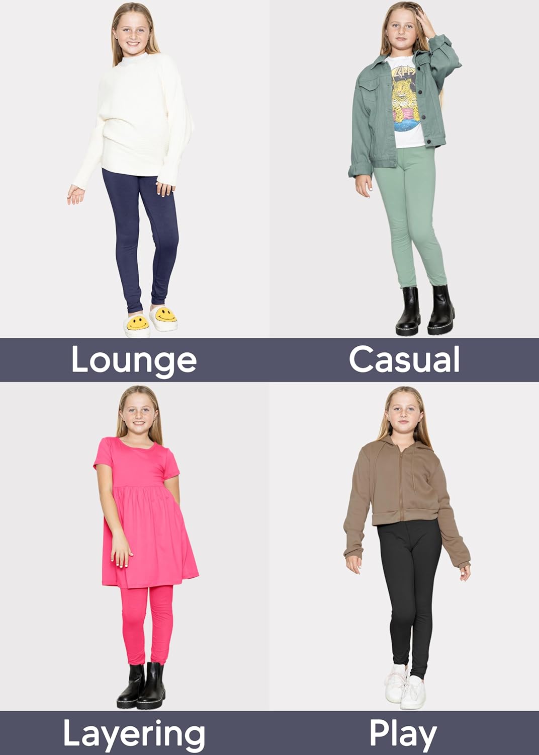 STRETCH IS COMFORT Oh So Soft Solid Youth Girls Leggings | Comfortable Fit for Everyday Activities | Size 2-16 - Image 5