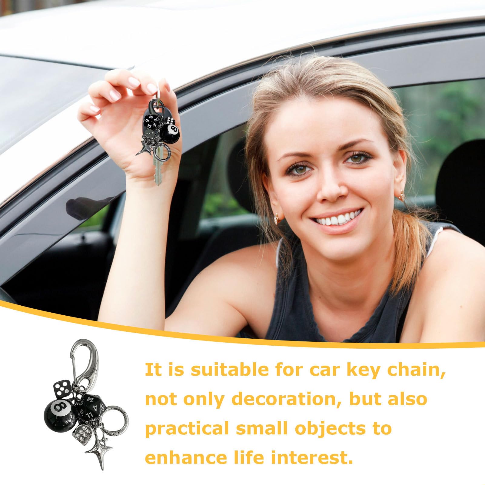 Dice Bag Charm, Cute Retro Pendant, Metal Dice Design with Multipurpose Keyrings Accessories and Fashion Ornaments, (1 Piece, Silver), Perfect for Personalizing Backpacks, Purses