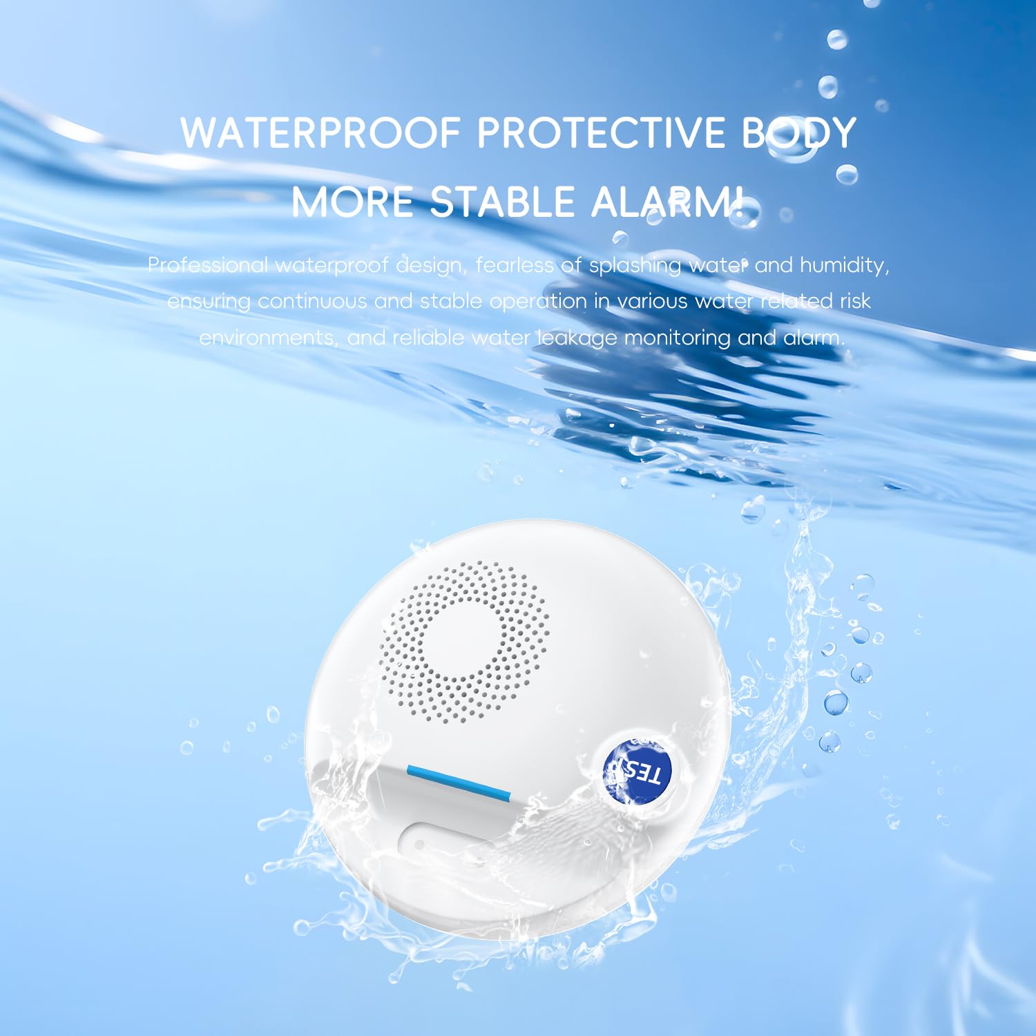 WLAN-Wasserleck-Detektor, intelligenter Wassersensor Alarm App-Benachrichtigungen, 100 dB einstellbarer Alarmton, kabelloser Wasserleck-Detektor für Zuhause