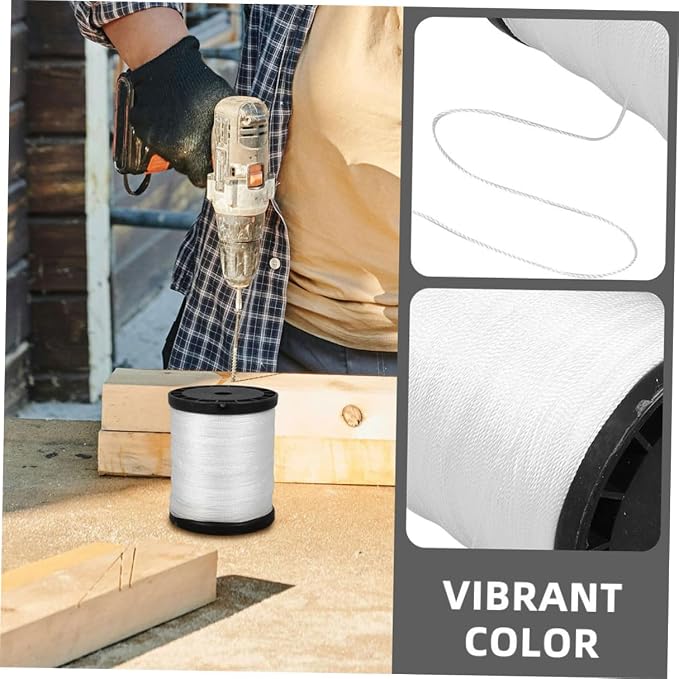 HOMSFOU Nylon Masonry String Line Twisted Construction Twine Strong Flexible Cord for Bricklaying Building Projects 3 Rolls 0.195kg White Sturdy Construction Supply miniatura 4
