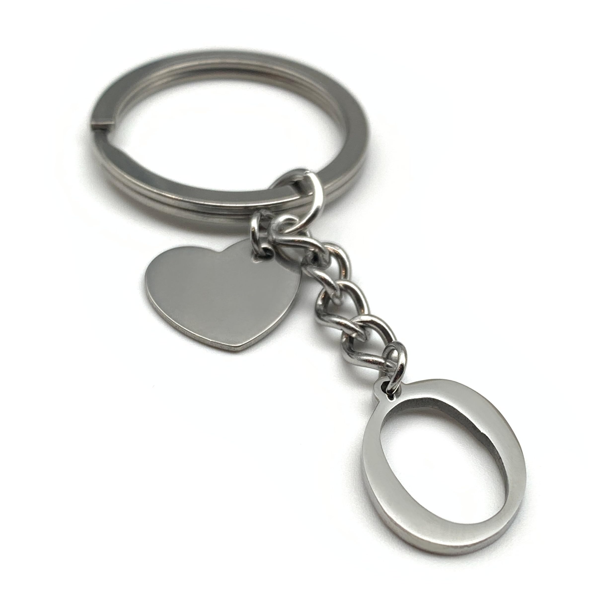 EVEMATE Keyring Letter with Heart - Initial A-Z Pendant Keychain - Handmade Stainless Steel - Name Gift Car Friend Partner (O)