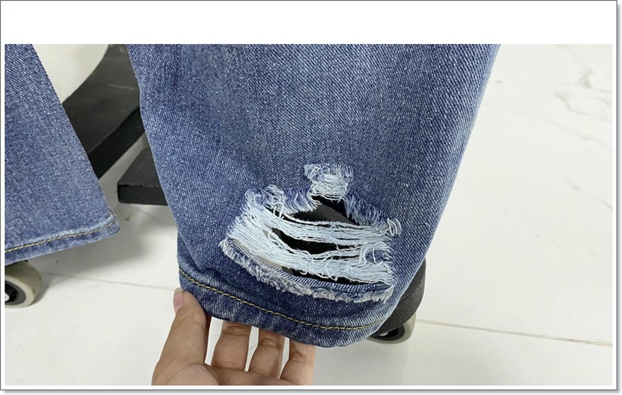 Jeans da Donna La Festa di A Gamba Strappata Primavera Ed Estate -Nero-s