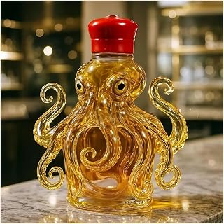 Octopus Whiskey Bottle, New Beautiful Engraved Glass wine Decanter Creative Animal Theme Barware, Octopus Engraved Whiskey Decanter, Home Bar Centerpiece Decor for Alcohol Lover(Clear4)