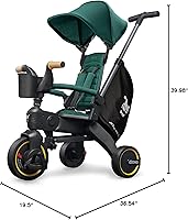 Vista 9 de Doona Liki Trike S5 - Triciclo plegable de alta calidad para niños pequeños, cochecito de triciclo Doona para empujar y plegar para edades de 10