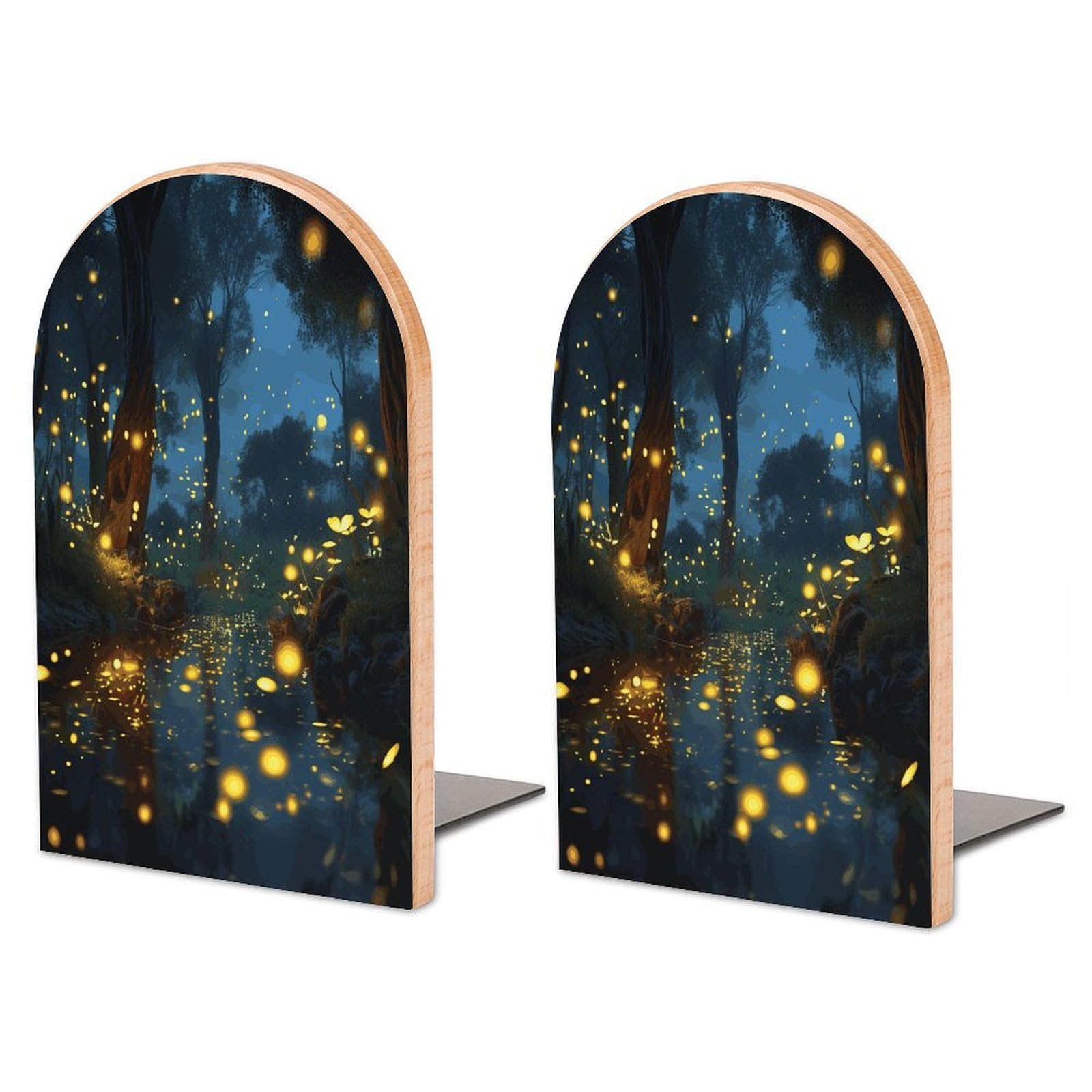 Fireflies Wood Bookend for Shelves 1 Pair