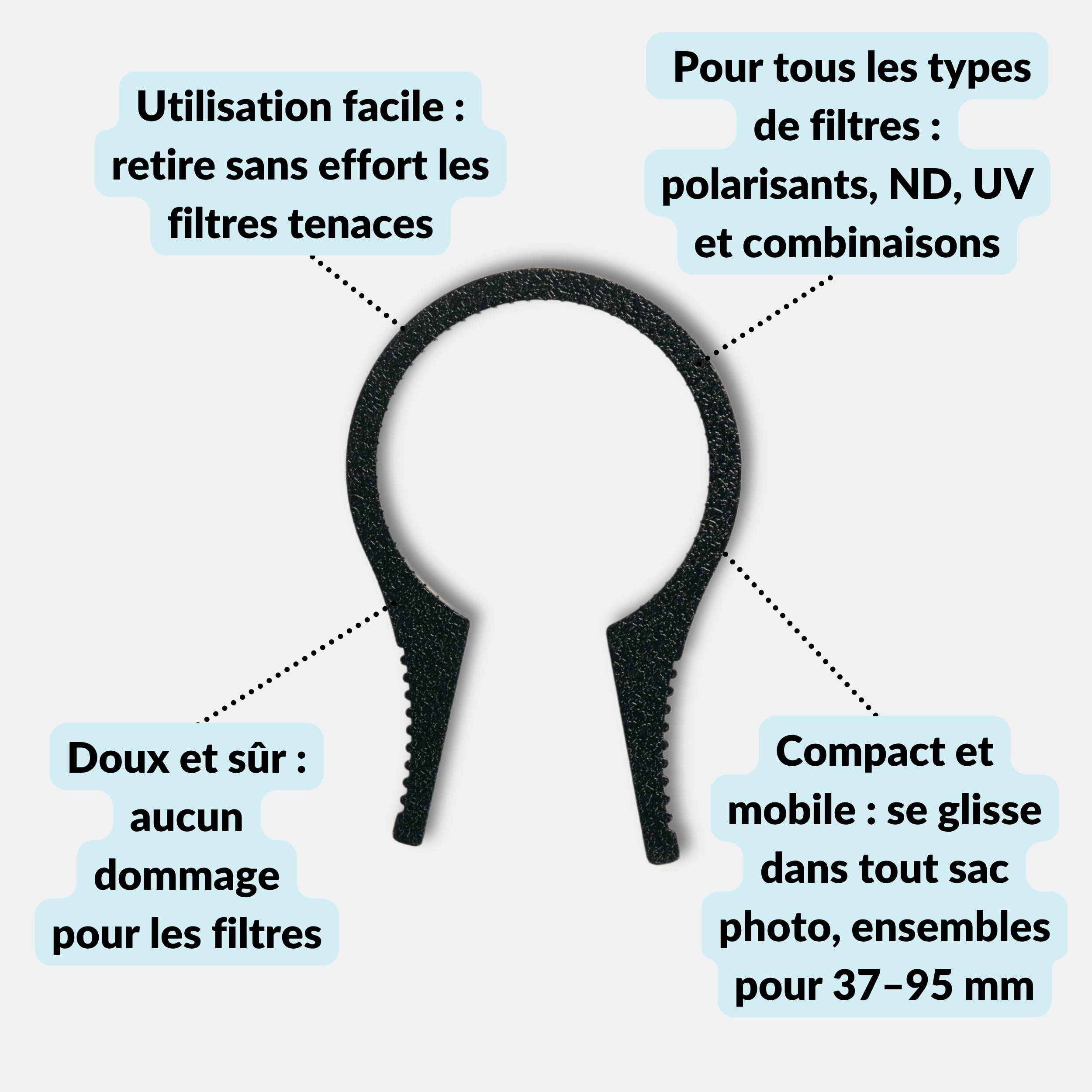 Lens-Aid Clé de Filtre Photo 2 pièces (Pince de Démontage) pour Filtres Ronds 62–95 mm – Outil Antidérapant ND, UV, CPL, Déblocage Facile sans Dommages, Léger et Compact