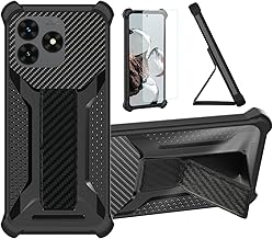 bojioderf Case Compatible with Hammer Blade Va 5G Hybrid Case Cover [with Tempered Glass Screen Protector] [Folding Magnetic Stand] Black
