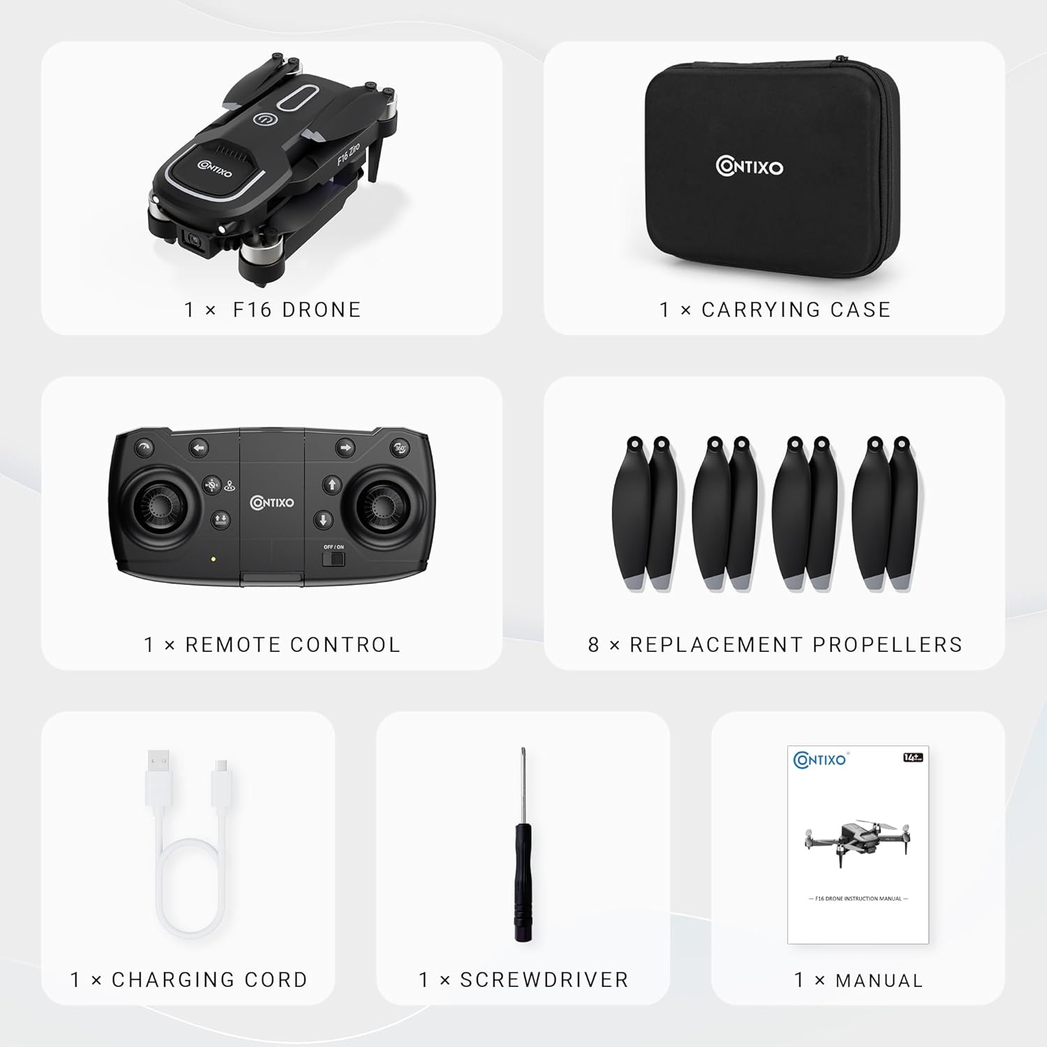 Contixo F16 Camera Drone For Kids, 360° Flip Brushless Motor 2.4G RC Quadcopter Foldable Gesture Control FPV Flying Drones with 17 Mins Intelligent Flight Time For Beginners children Indoor Outdoor