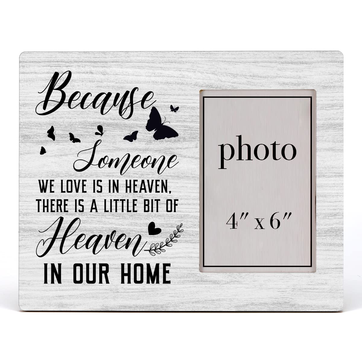 HOIJAUMAI Memorial Wood Picture Frame Gift, Because Someone We Love is in  Heaven Rustic Wooden Photo Frame Sympathy Gift for Mother Father Grandma
