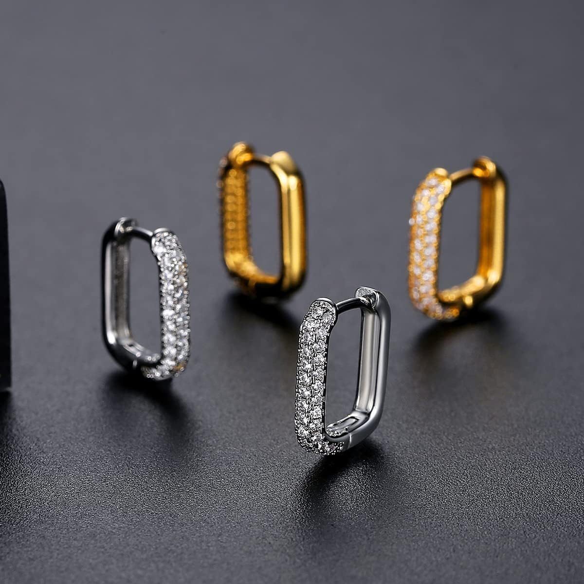 14K Gold Over S925 Silver Oval Hoop Earrings, Moissanite Hoop Earrings, Simple Elegant Jewelry Gifts for Wife - Image 5