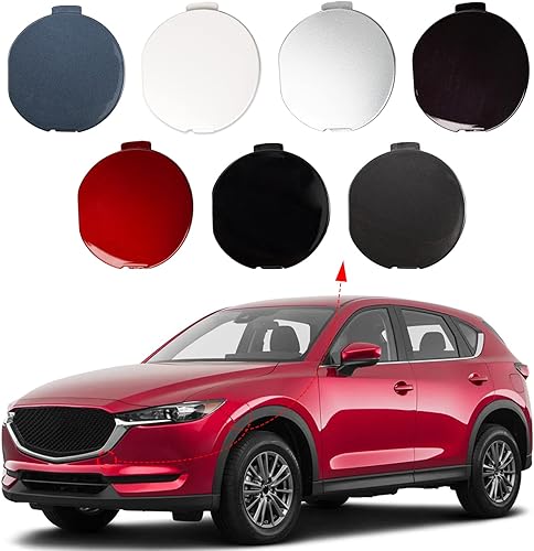 Tapa de gancho de remolque para parachoques delantero compatible con Mazda CX-5 2017 2018 2019 2020 2021 KB8A50A11 KB8A50A11BBB (blanco, lado