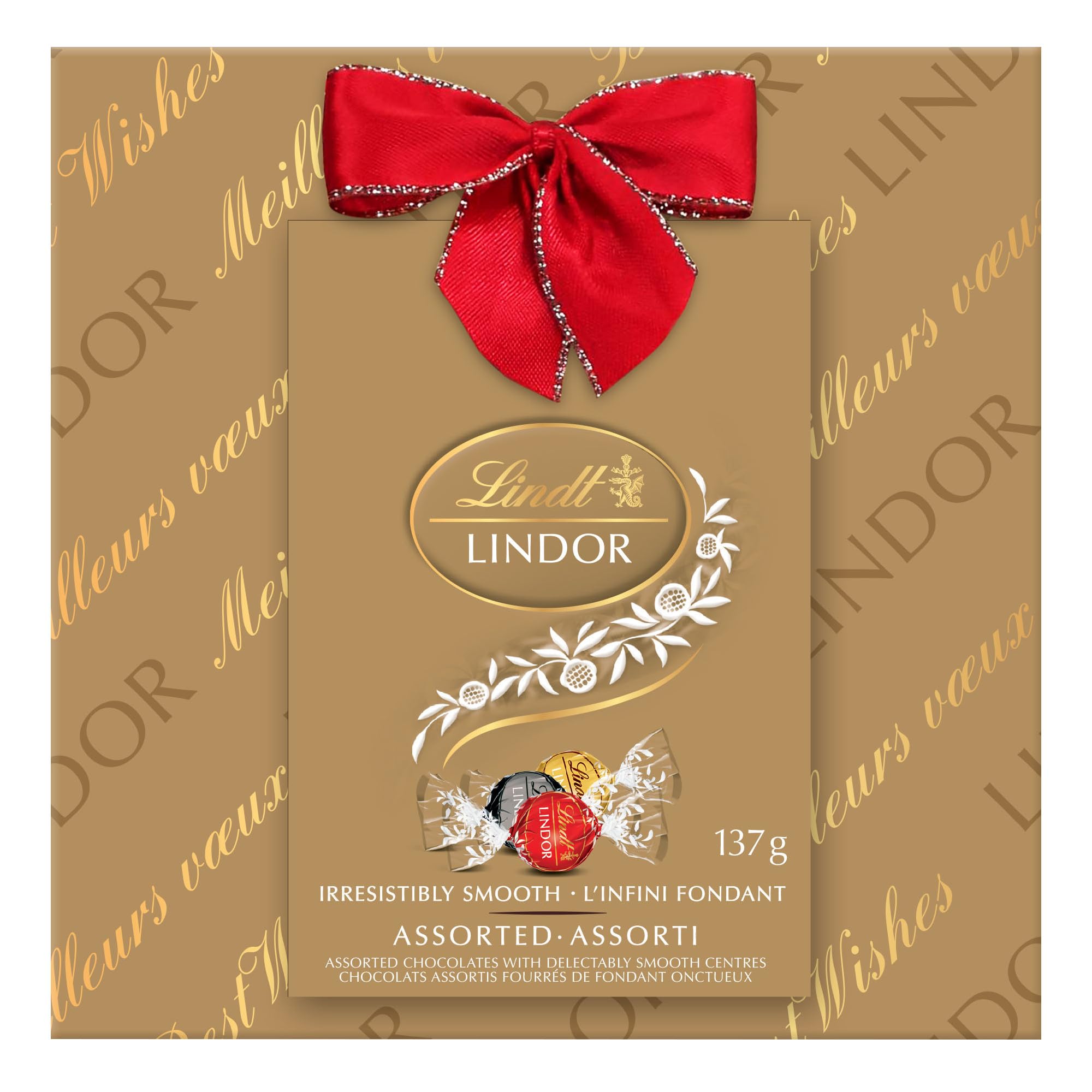 Lindt LINDOR Assorted Chocolate Truffles Gift Box, 137 Grams