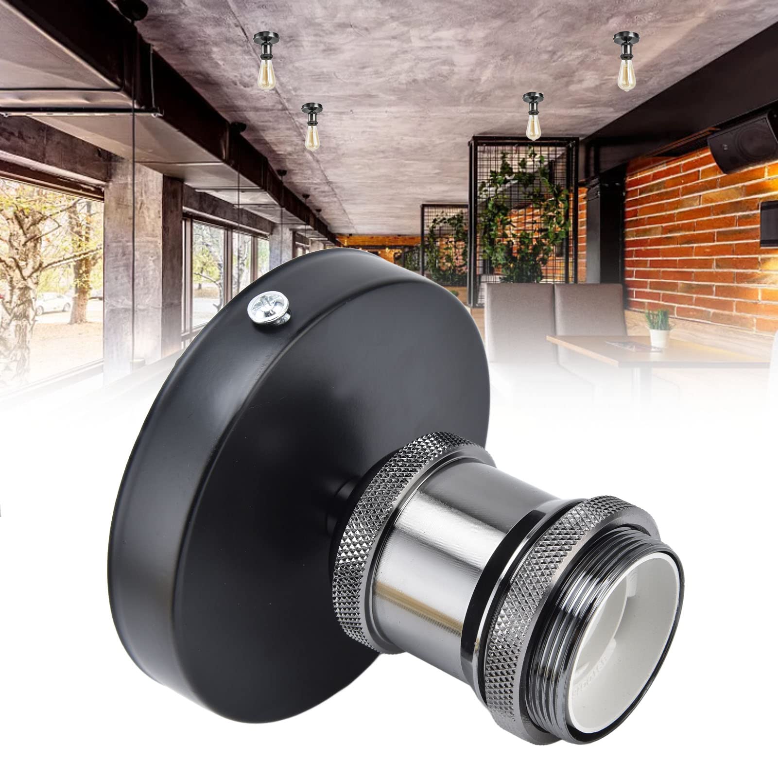 Portalampada Da Soffitto Vintage E26/E27 - Argento, Per Interni, 100-240V