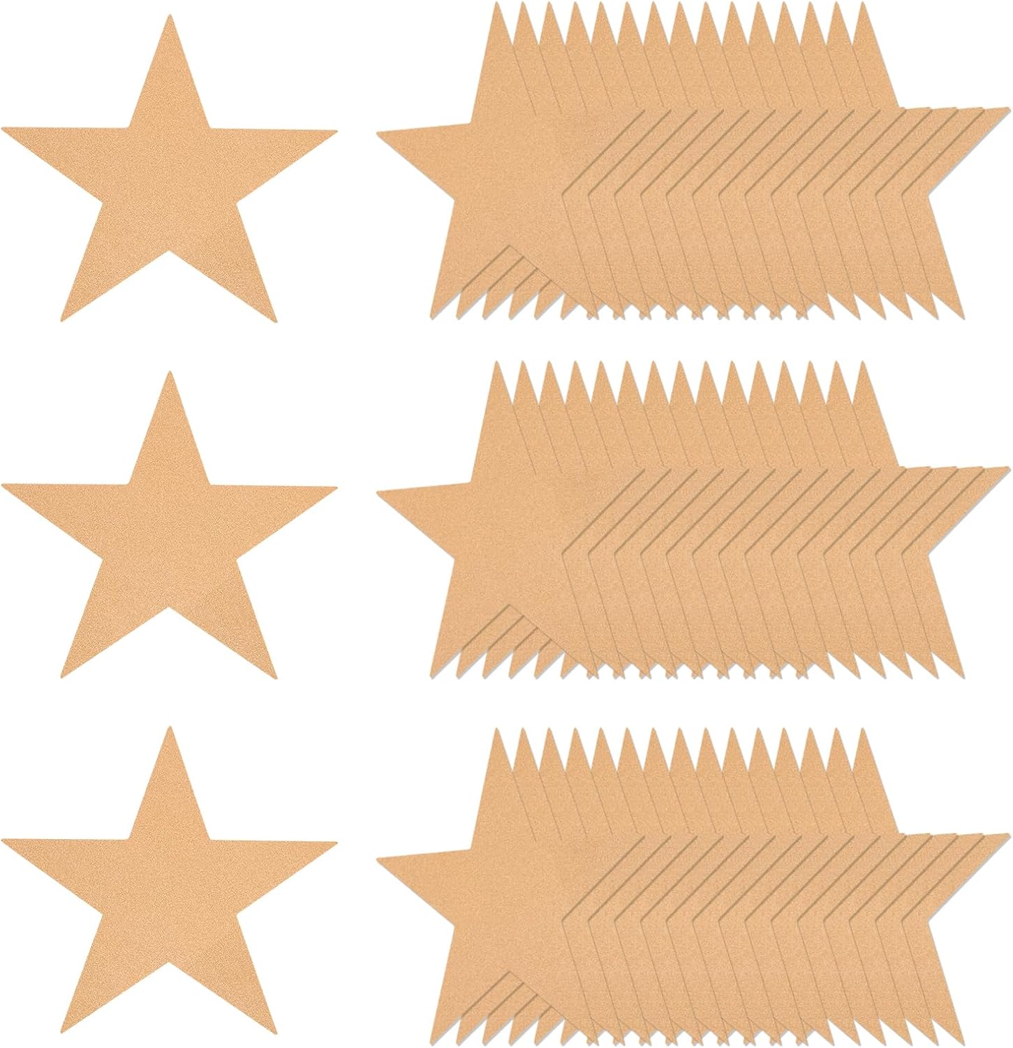 MECCANIXITY 50 Pcs Glitter Star Cutouts, 11 Inch Star Shape Double Printed Glitter Paper, Confetti Cut Outs for Bulletin Board Wall Party Decoration Supplies, Champagne