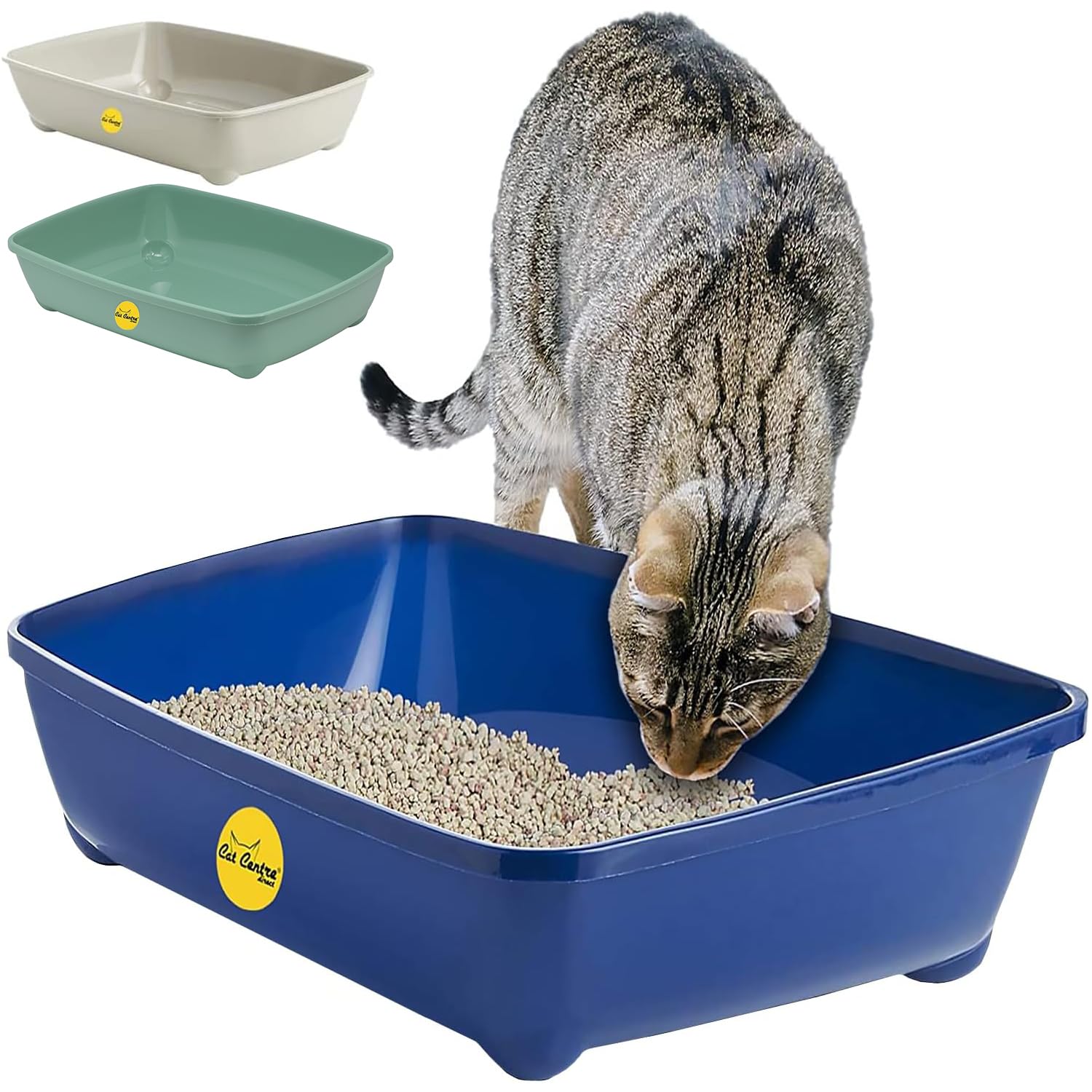 CAT CENTRE Dark Blue Jumbo Open Cat Litter Tray 56cm XL Pet Toilet Kitten Easy Clean Plastic Portable Pan Loo Box Rounded Corners - Indoor & Outdoor - Kittens Adult Elderly Cats Trays — image 1