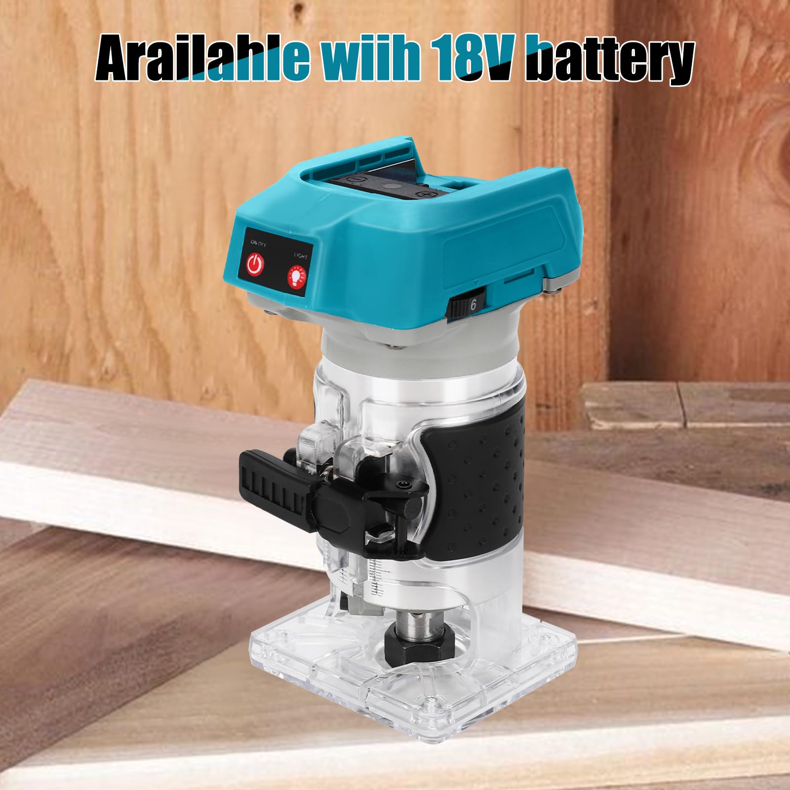 Bois Défonceuse Affleureuse pour Makita 18V Batterie, 1300W Ø 8 mm ou 6 mm, 13000-30000RPM, 6 Vitesses Variables (sans batterie)