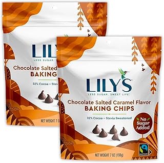 Lilys Chocolate Salted Caramel Flavor Baking Chips - 2 Pack Of Lilys Sugar Free Chocolate Chips - Baking Chips With Stevia