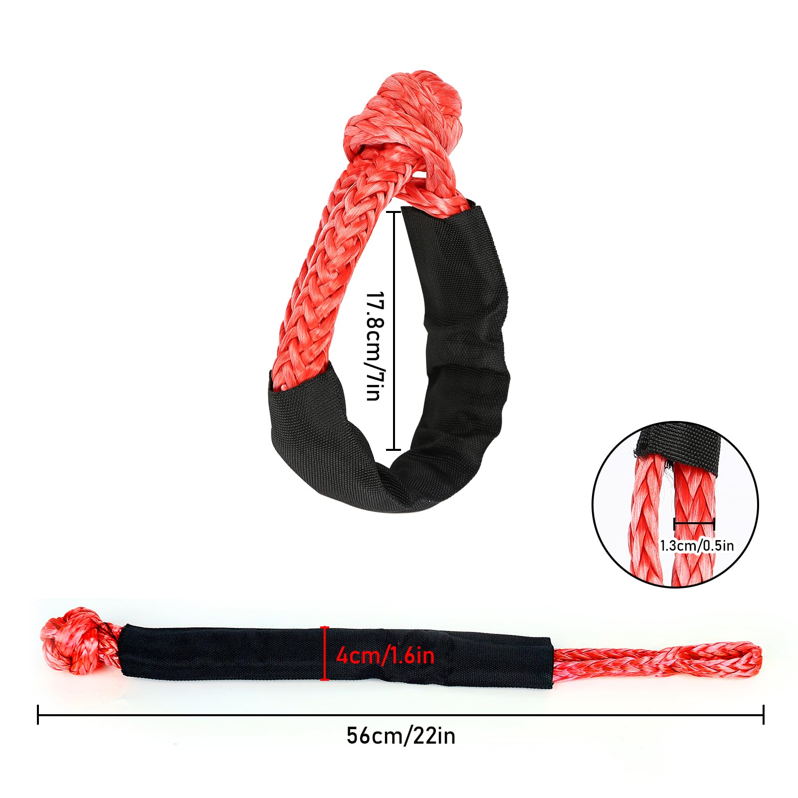 Grillo 1/2 syntetyczna wyciągarka linowa z resetowaniem zatrzaskowym, 41000 LBS i miękkie etui zestaw do ATV UTV SUV Offroad Train Train (czerwony Soft Shackle)