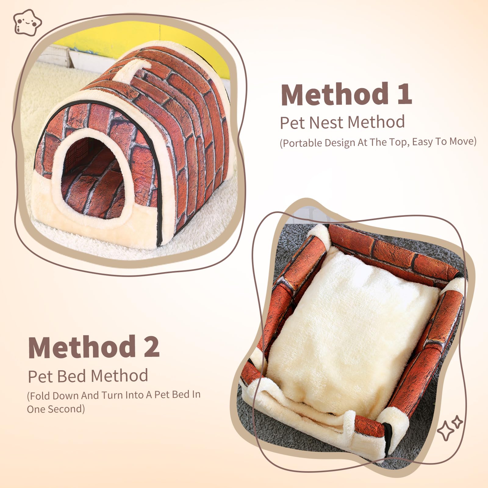 PETCUTE Hundebett hundehöhle Katzenbett Katzenhöhle Kuschelhöhle Katzenhaus Faltbare gemütliche Welpen Bett mit abnehmbarem Kissen