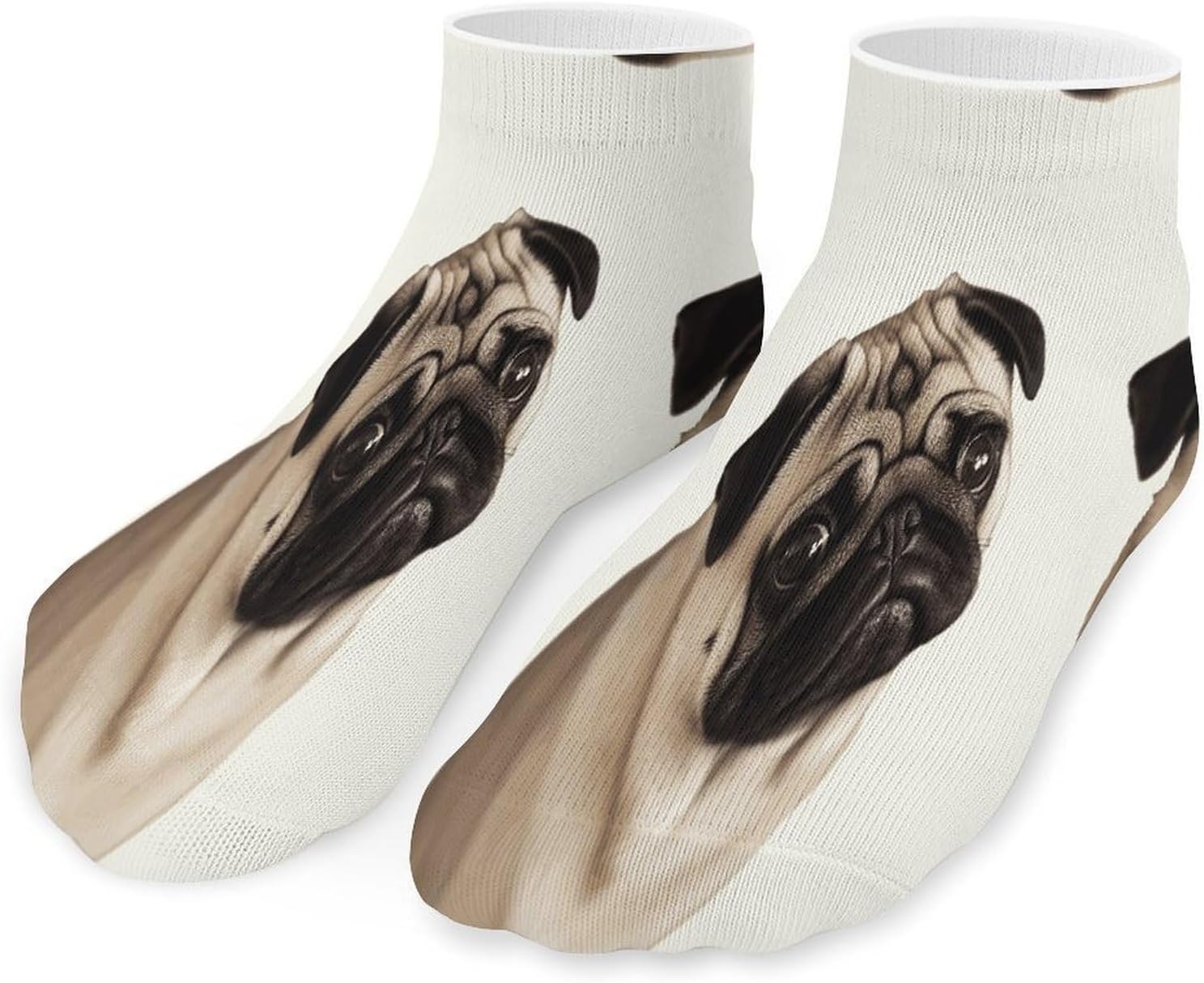 Pug Dog Ankle Socks for Men Women 5 Pairs | Comfortable Casual Low Cut Socks, Lightweight No Show Breathable Athletic Socks, Soft Mini Crew Socks for All Seasons
