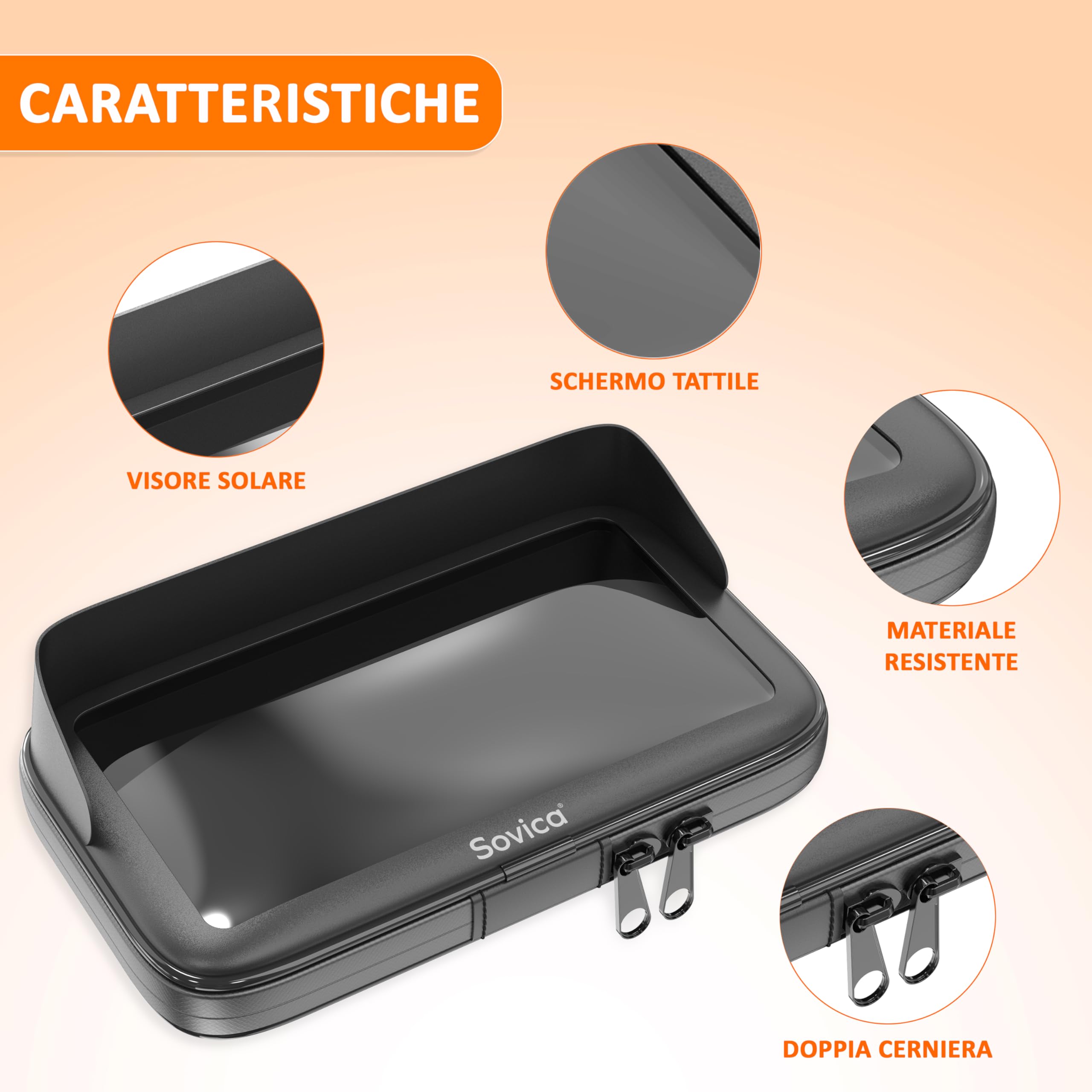 Porta cellulare moto impermeabile con visiera antiriflesso – Protegge lo smartphone da pioggia e vibrazioni – Ideale per viaggi lunghi e tragitti quotidiani – Compatibile con telefoni fino a 7.5"
