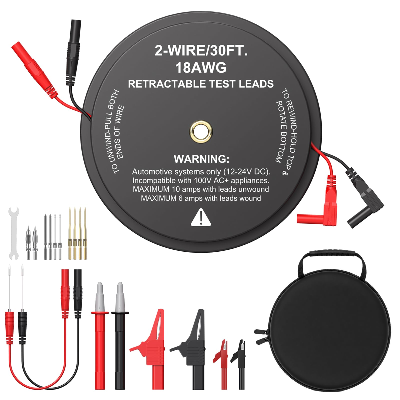BINTA 3 Wire 20 Ft Retractable Test Leads, Red/Black/Blue Alligator Clips — Amazon image 11
