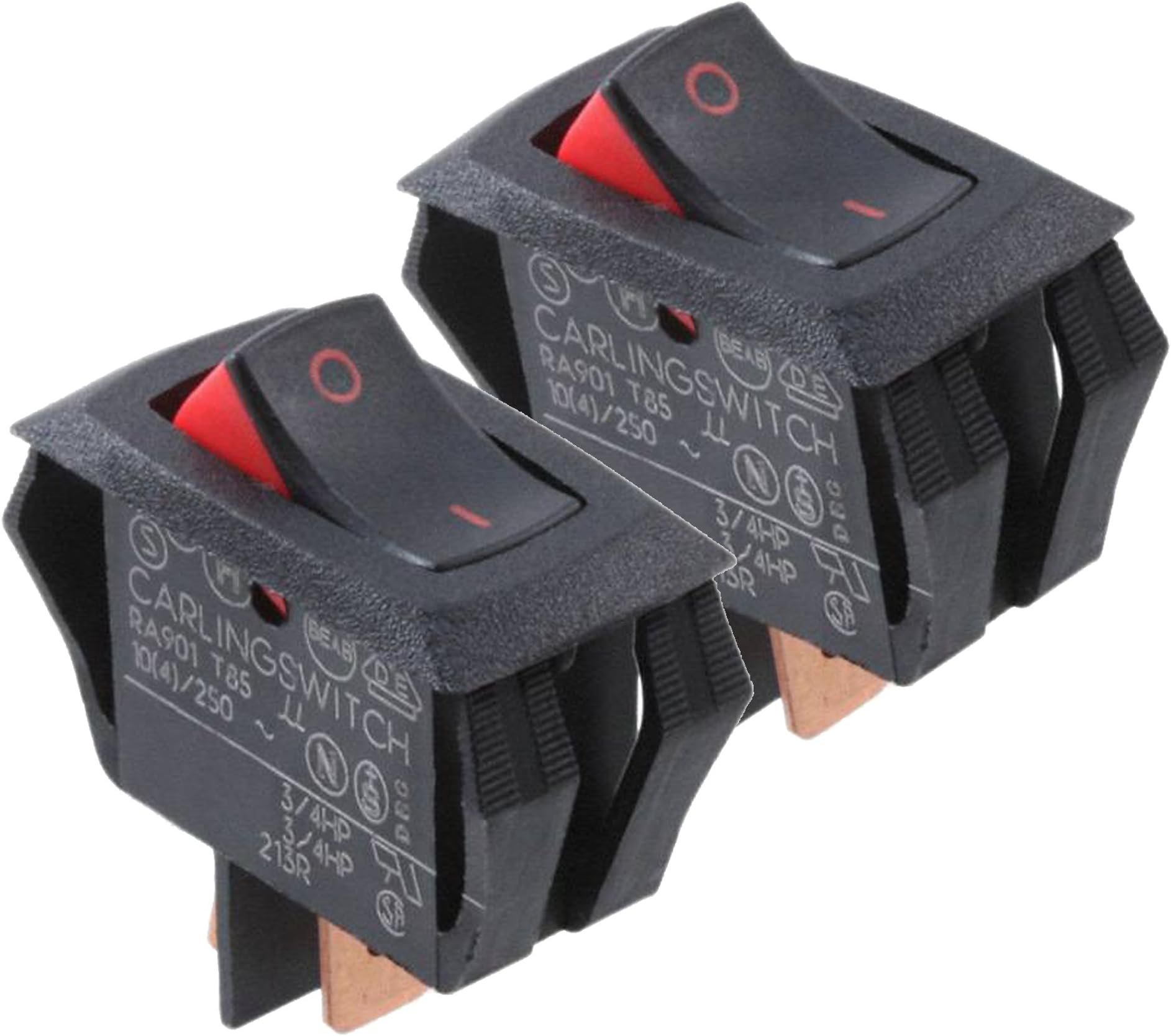 RA901-VB-B-9-V X2 Switch, Rocker, Spst, 16A, 250V, Black (Pack of 2)