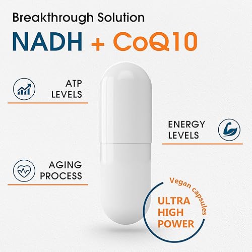 Miniatura 3 de NADH 50 mg + CoQ10 200 mg + D-Ribosa 150 mg Suplemento, Mejora NAD+ Suplemento para energía, fatiga, nicotinamida y adenina dinucleótido reducido,