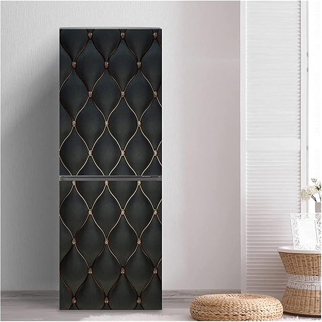 NUOCHEN Refrigerator Sticker Fridge Stickers Decoration Sun Can Black Texture Art Wrap Freezer Music Door Cover Wallpaper Home Living Kitchen Accessories (Color : Mt 2549, Size : 40x120cm)