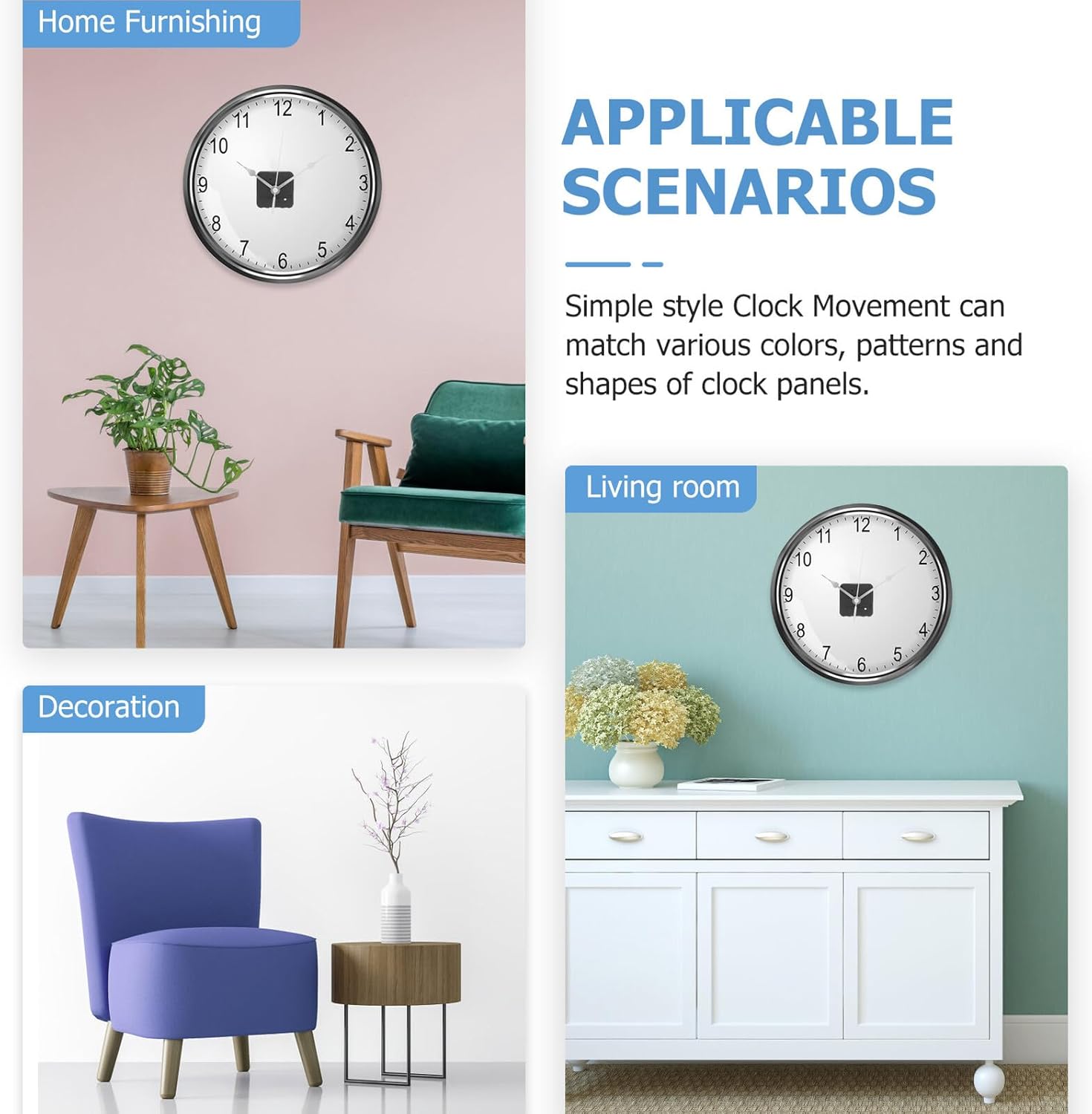 Replacement Reverse Clock Mechanism Kit with Anti-Clockwork Movement for DIY Creation Plastic and Iron Compatible with Batteries and Silver Hands