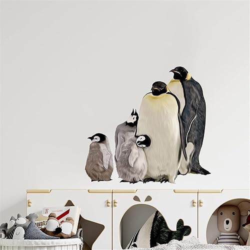 Miniatura 2 de Calcomanía de pared de la familia de pingüinos, para guardería, de animales, extraíble, despegar y pegar, impermeable, decoración de pared para