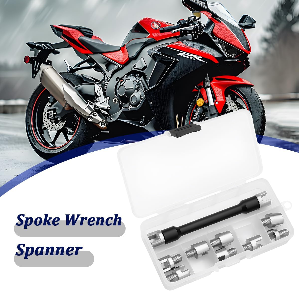 HZEL Motorcycle Wheel Spoke Spanner, CNC 5.0-6.8mm Motocross Spoke Wrench Set for Adjust Wire, Motorcycle Wheel Repair Tool Kit, Compatible with Most Motorbike Dirt Bike Scooter