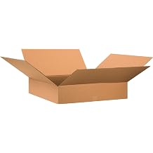 Aviditi 28286 Flat Corrugated Cardboard Box 28" L x 28" W x 6" H, Kraft, for Shipping, Packing and Moving Pack of 10