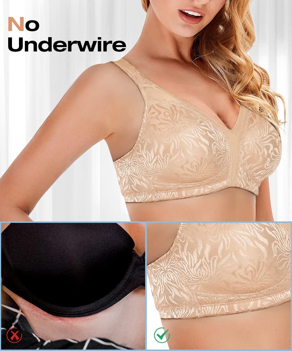Wingslove Women's Wireless Minimizer Bra Plus Size Non-Padded Soft Full Figure Bra - Image 2