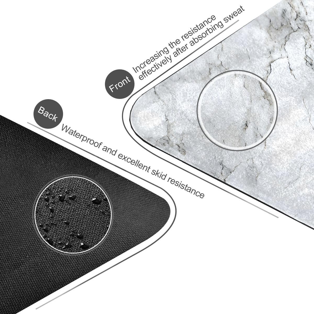 ALAZA White Marble with Hints of Black Pattern Yoga Mat Non Slip Fitness Exercise Mat, Workout Mat for Yoga, Pilates and Floor Exercises