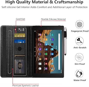 Case for Amazon Fire HD 10 Tablet (9th/7th Gen, 2019/2017 Release), Premium PU Leather Cover with Auto Sleep Wake Feature Folio Case for Fire 10.1 Tablet, Bible Verse Jeremiah 29:11