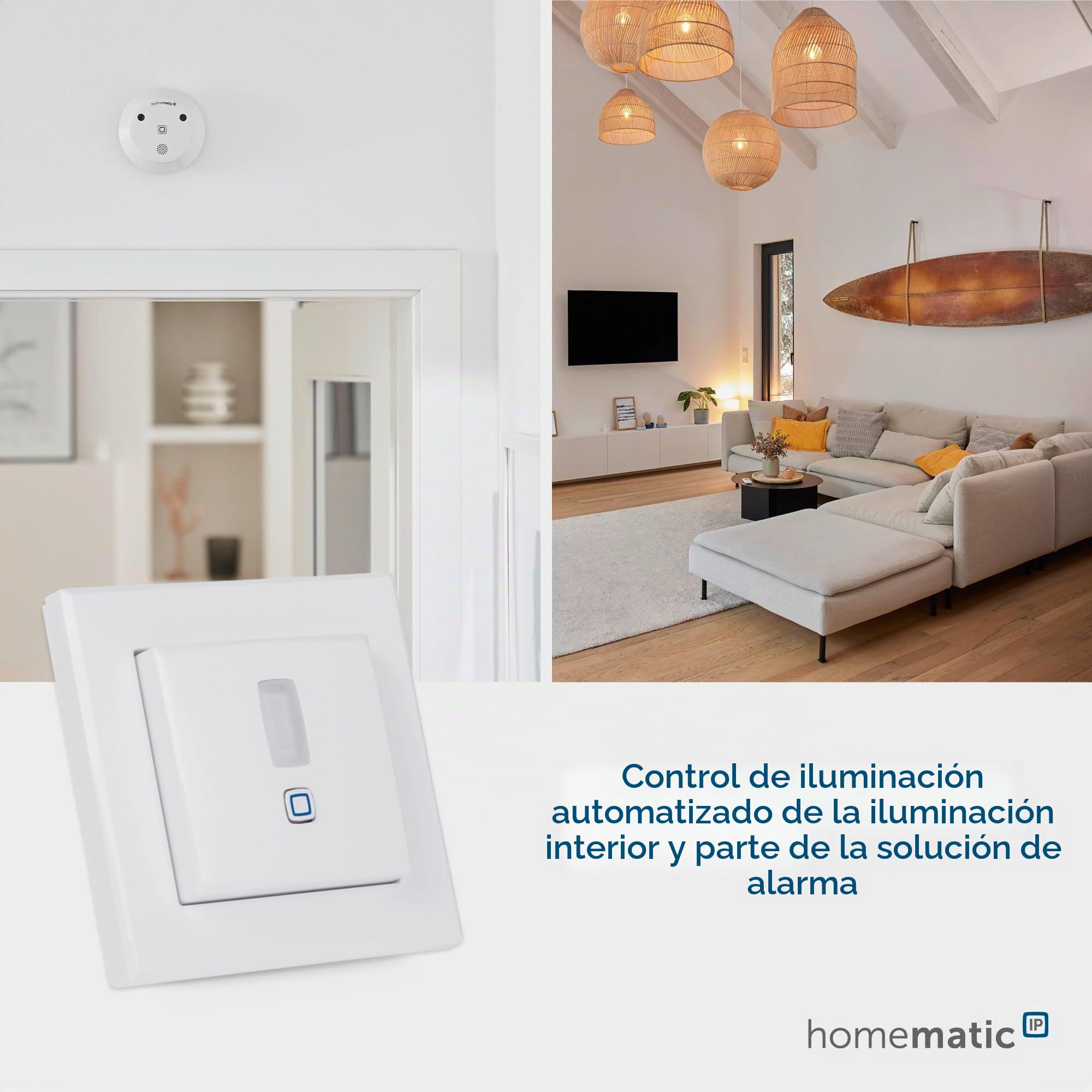 Homematic IP Smart Home 156242A0 - Detector de movimiento en el marco de 55 unidades – Interior – Accesorios para Smart Home con función de aplicación para solución de alarma, interruptor de pared