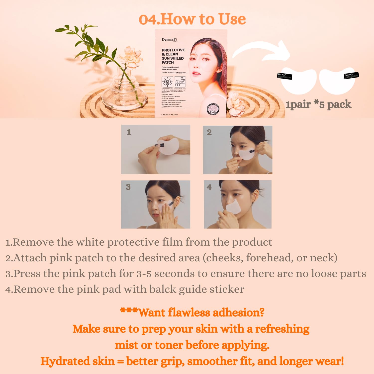 [DermaFi] Protective & Clean Sun UV Shield Patch Breathable and Transparent Patch (0.0002 inches nano-thickness) 1pair* 5pack, Korean Beauty (Adult) - Image 6
