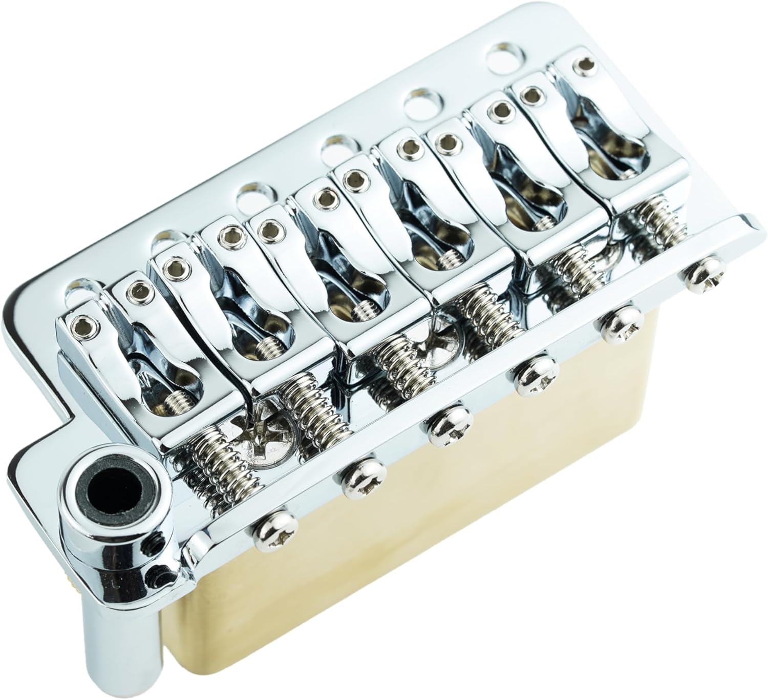 Guyker Left Handed Guitar Bridge, 6 String Guitar Bridge Pop-In Vibrato Bar Replacement Part, Chrome 1013A