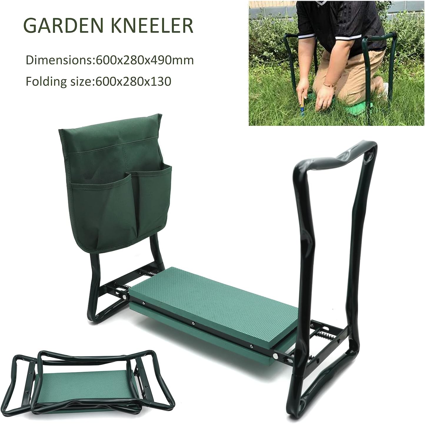 XKMT- Gardening & Lawn Garden Kneeler Benches Protective Gear Workseats Knee Pads Patio Care Dirt Grass Stains [P/N: ET-TOOL039-GREEN]