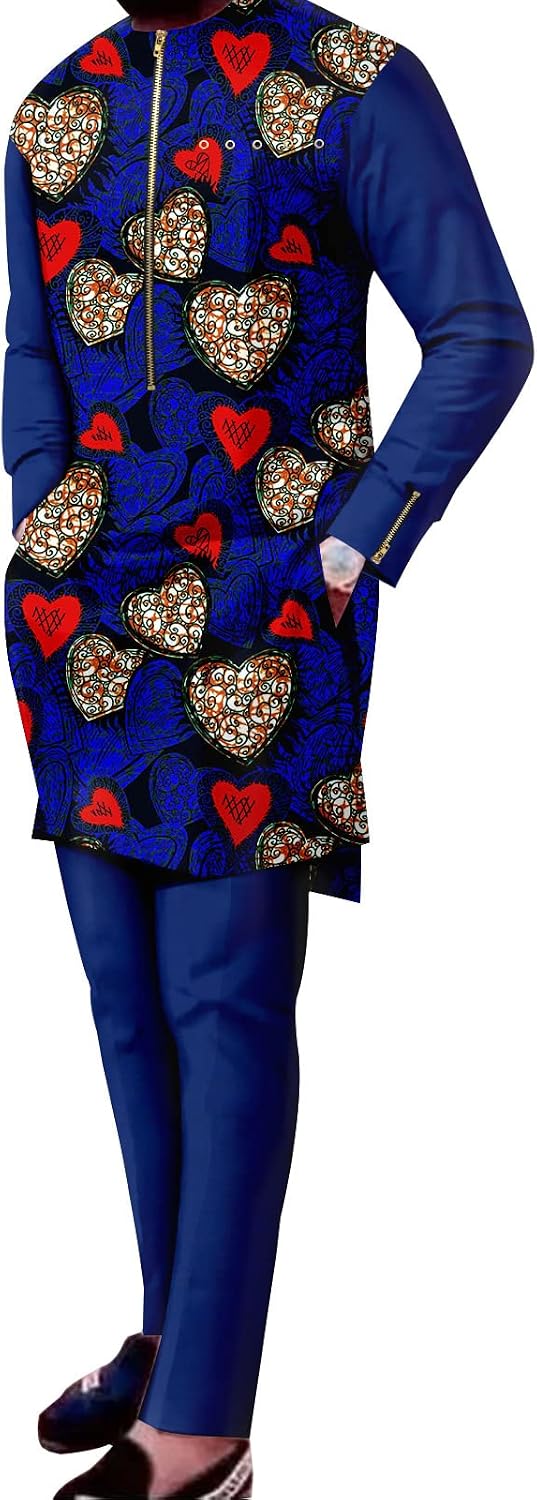 African traditional clothing for men print shirts and pants