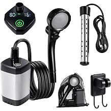 Portable Camping Shower with Water Heater,6000 mAh Battery,140 Min Runtime,5.2-inch Digital Display,4 Spray Modes,IPX7 Waterproof for Hiking,Pet Bathing,Car Wash,RV