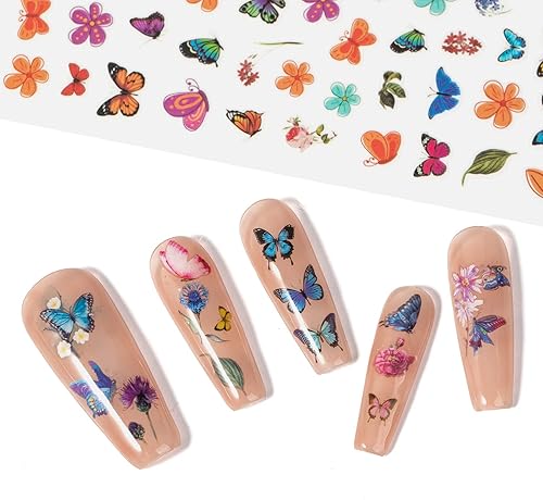 Miniatura 5 de Calcomanías de uñas de flores 3D autoadhesivas para uñas, juego de calcomanías de uñas coloridas para niñas, niños, mujeres, accesorios para diseños