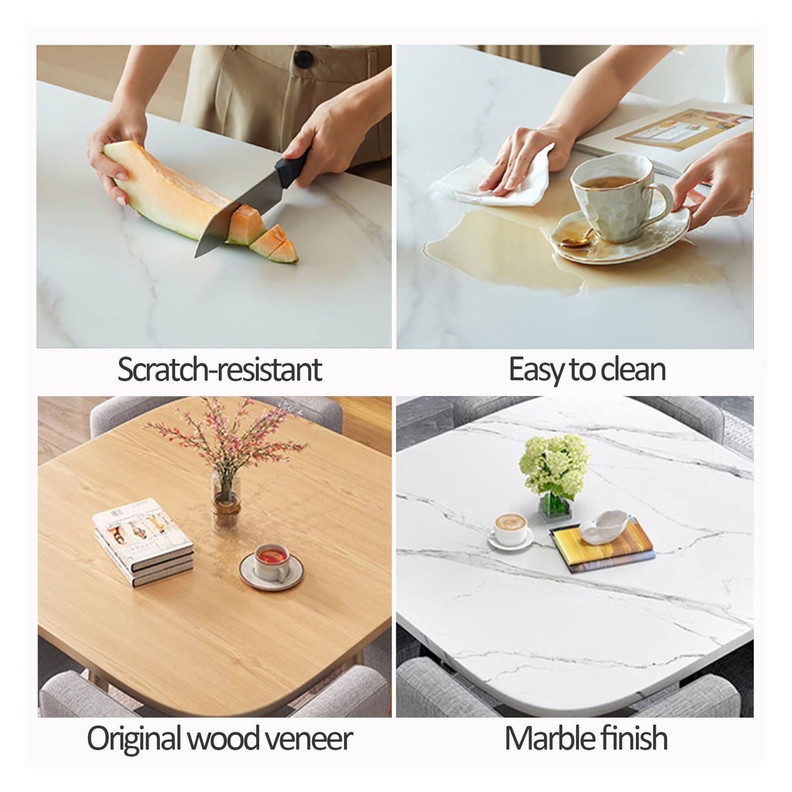 Elegante juego de mesa y silla de recepción de oficina, pequeña mesa de negociación para sala de estar, cafetería, restaurantes, moderno conjunto de muebles de comedor y ocio