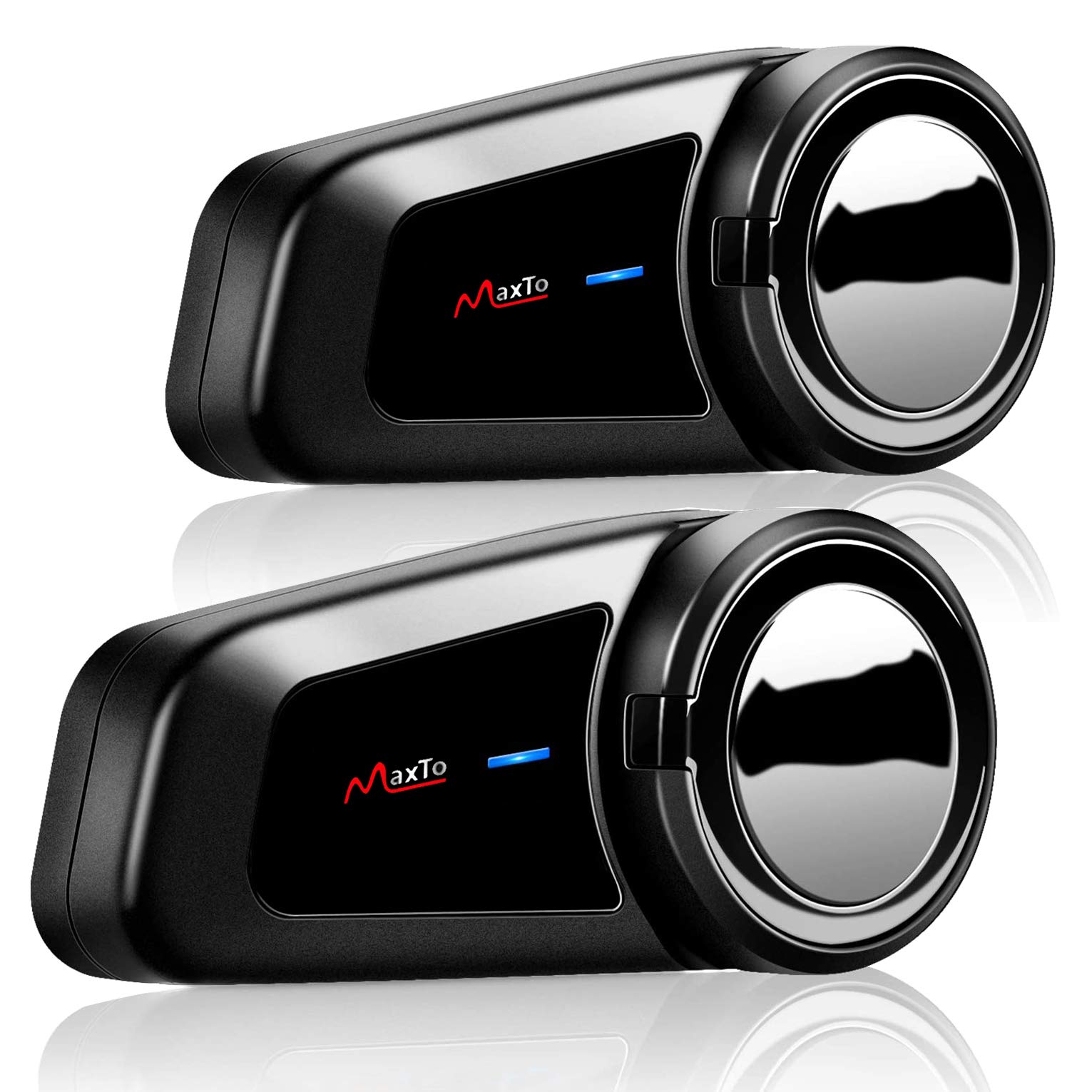 QSPORTPEAK Motorbike Bluetooth Helmet Headset Intercom,M2 full duplex Wireless Motorbike Interphone for 6 Riders/Range 1000m/FM Radio/GPS/MP4,Connect with Any Bluetooth Headset（2 Pack