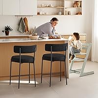 Vista 7 de Furnilivng 24'' Bar Stools Set of 2, Modern Boucle Counter Height Bar Stools with Curved Back and Black Metal Frame, Upholstered Kitchen Stools